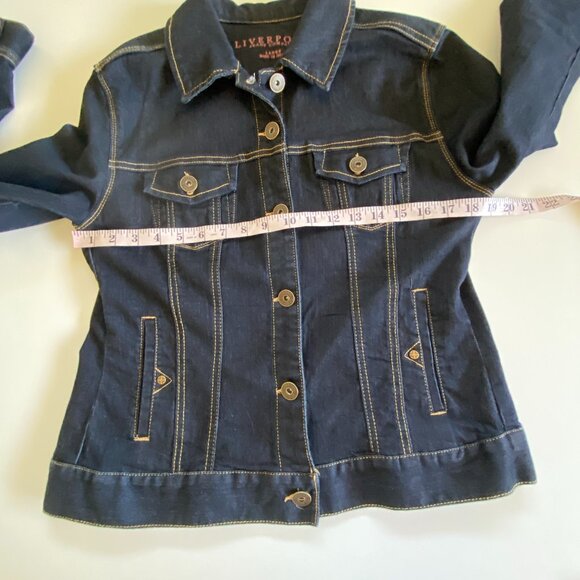 Liverpool Jean Jacket Stretch Dark Wash Sz L - Picture 10 of 13